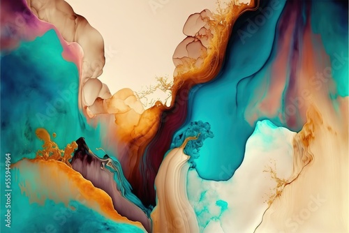 Alcohol ink multicolored marble background. generative ai © amrets