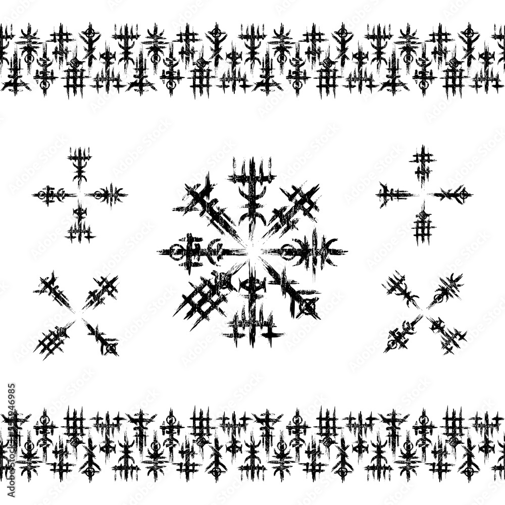 Obraz premium Norse viking black grunge elements