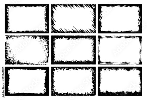 Grunge Textured Frames Collection. Photo frames design template. 