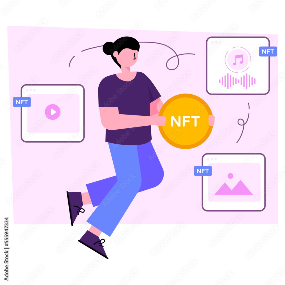 An illustration design of nft, flat illustration An illustration design of nft, flat illustration