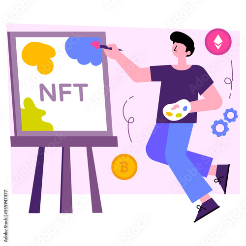 Premium download illustration of nft painting 