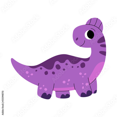 Cute baby corythosaurus dinosaur. Jurassic reptiles. Childish prehistoric dino paleontology. Dinosaur era wildlife. Prehistoric lizard for children. Cartoon vector.