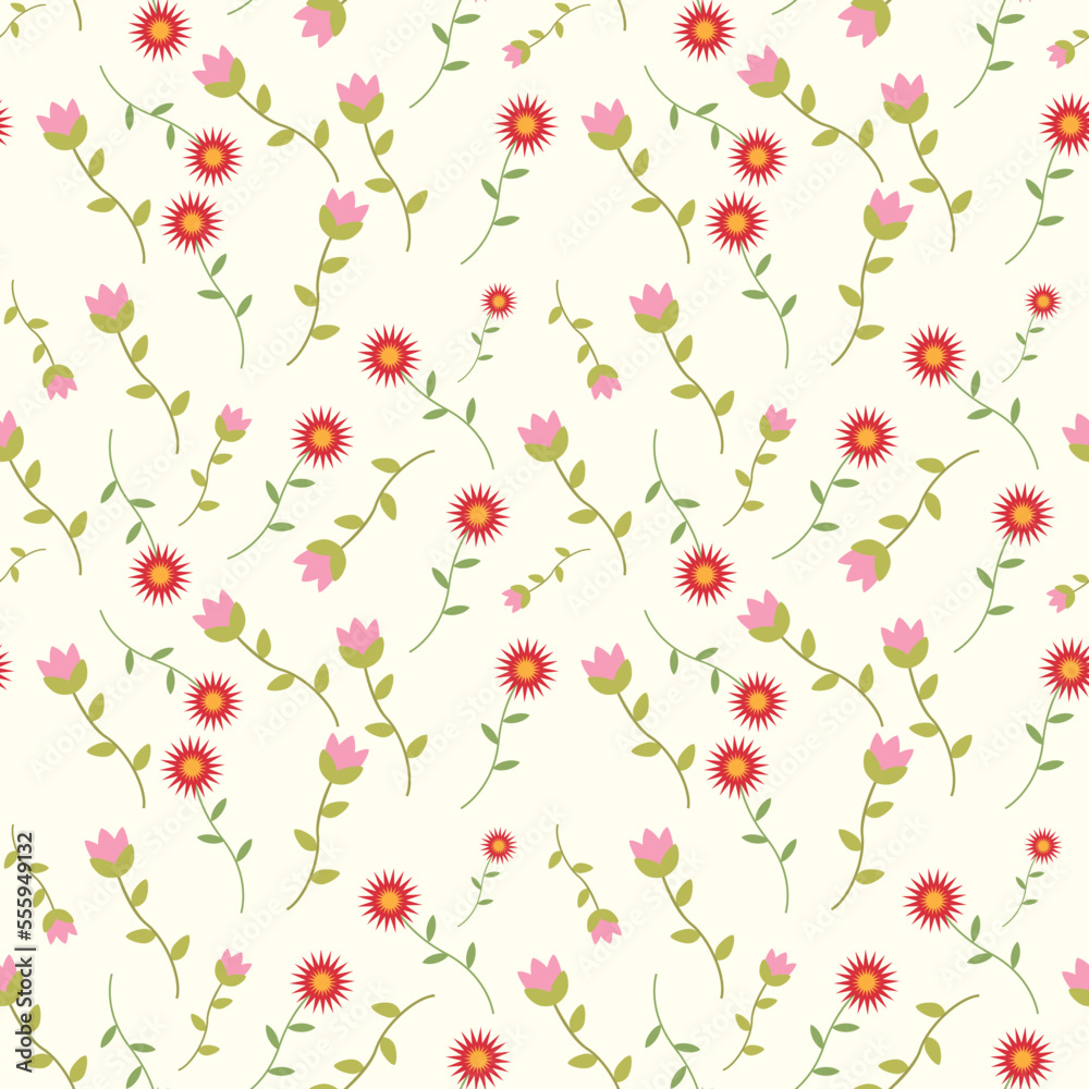 simple floral pattern. seamless pattern with flowers. colorful floral fabric design.