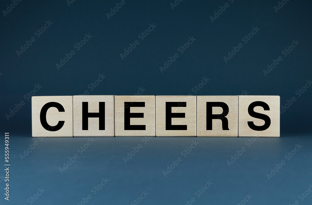 Cheers. Cubes form the word Cheers. The concept of the word Cheers Cheers. Cubes form the word Cheers. The concept of the word Cheers
