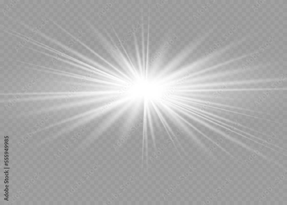 Light effect. Bright Star. Light explodes on a transparent background. Bright sun. Light effect. Bright Star. Light explodes on a transparent background. Bright sun.