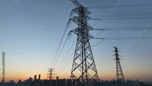 Electricity towr during sunset photo