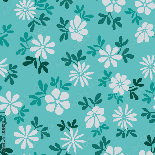 Seamless vector repeat with floral elements