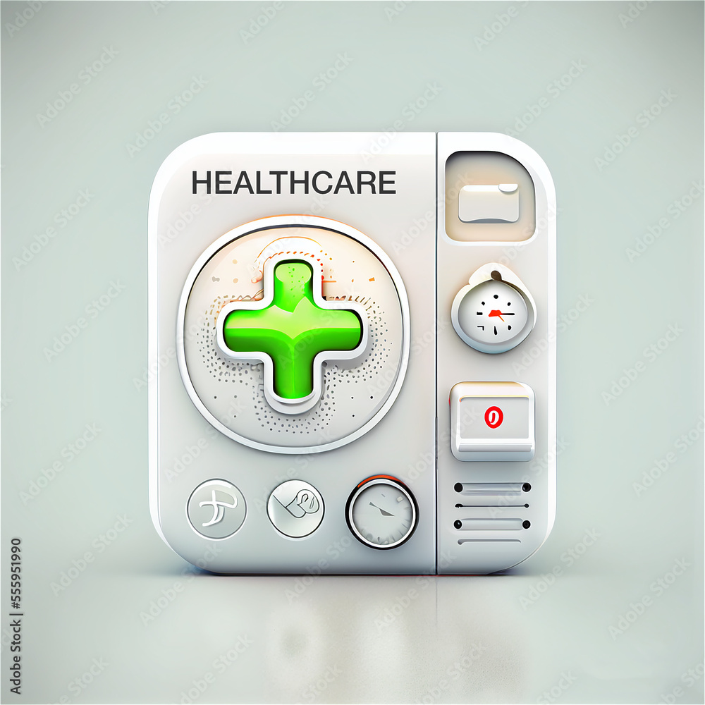 Healthcare icons ideal for smartphone apps suggesting pharmacy doctor and hospital