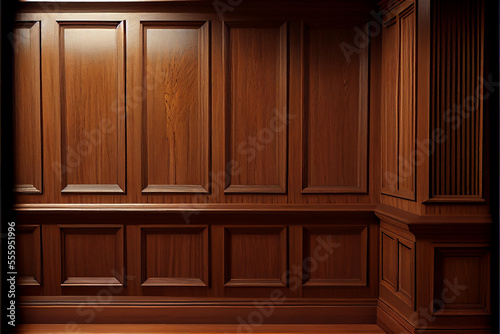 oak lacquered wall with wainscoting ideal for backgrounds