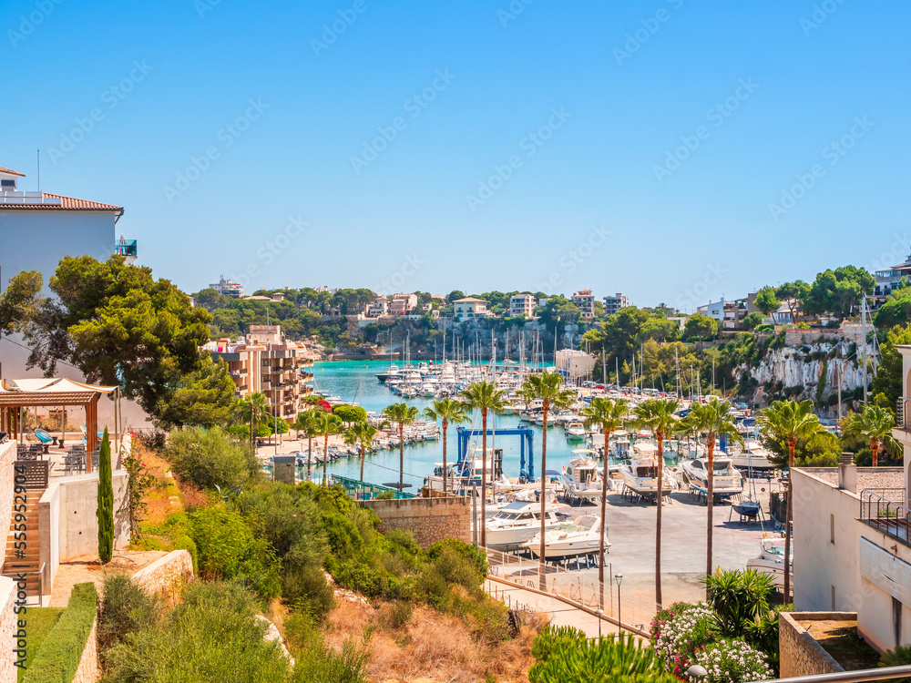 Beach harbor and houses of Porto Cristo Mallorca