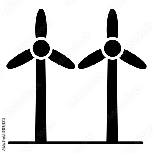 Wind turbines icon, editable vector
