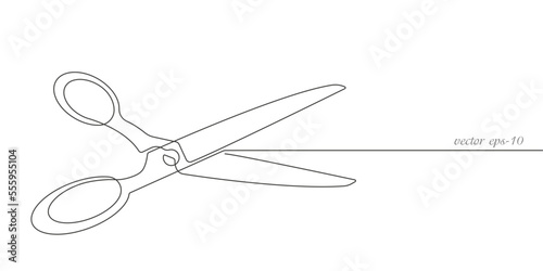 Scissors.Concept Barbershop.Continuous line drawing.Vector illustration .