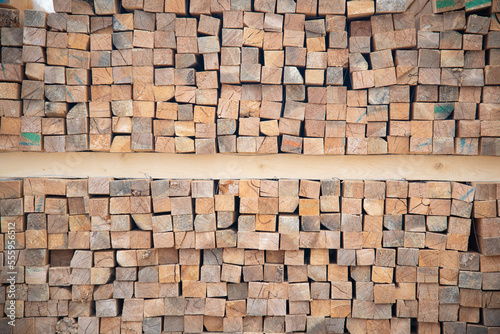 wooden boards sawn into a square