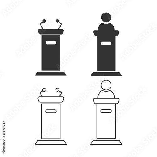 Rostum icon. Orator set line and background vector ilustration.