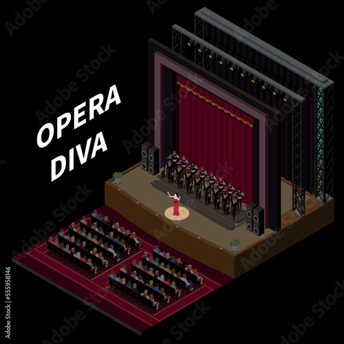 Theatre Interior Stage Isometric