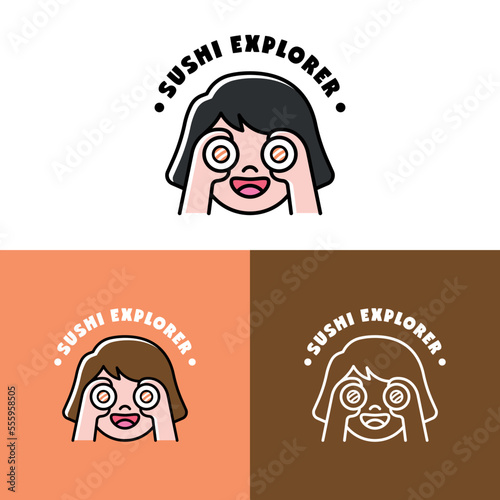 FUNNY SUSHI EXPLORER GIRL LOGO SET