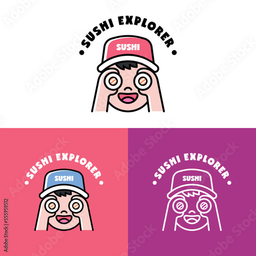 FUNNY SUSHI EXPLORER GUY LOGO SET