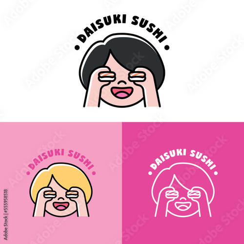 FUNNY SUSHI LOVER GIRL LOGO SET