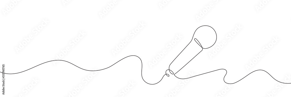 Obraz premium Microphone continuous one line drawing isolated on white background. Vector illustration