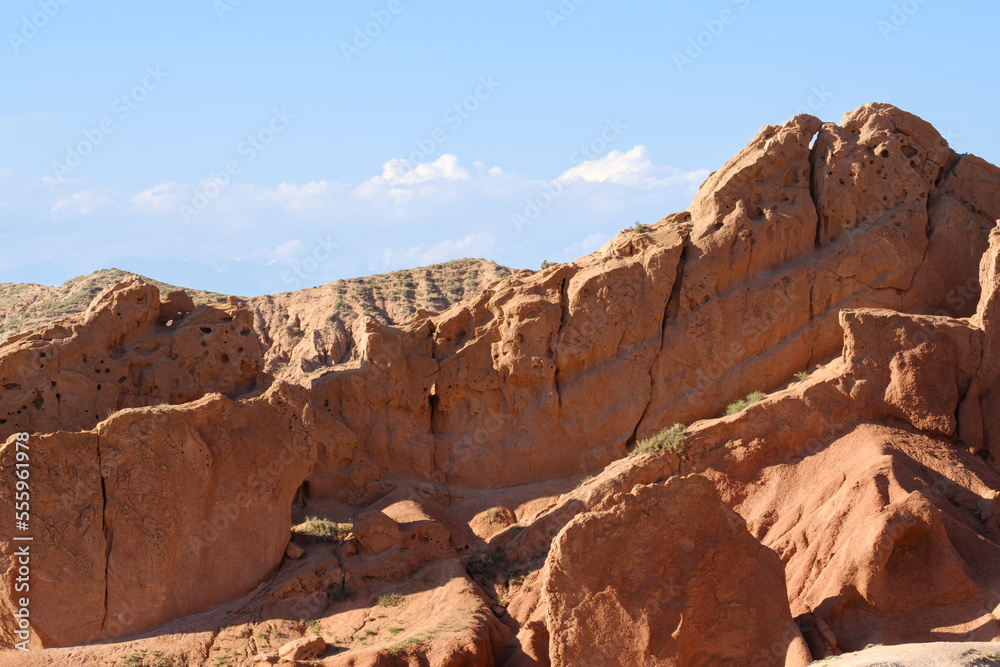 Rock formation in the Skazka fairytale canyon close to lake Issyk-Kul, Kyrgyzstan