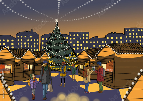 Wallpaper Mural Christmas market by nighttime Torontodigital.ca