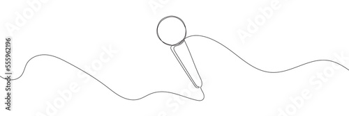 Microphone continuous one line drawing isolated on white background. Vector illustration