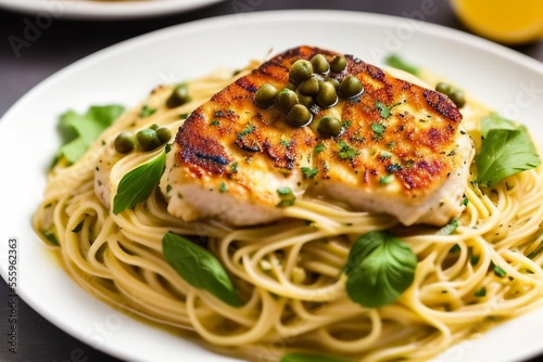 Chicken Piccata with angel hair noodles