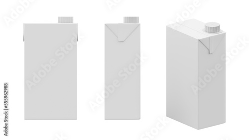 mock up of milk container mon white, 3d rendering of milk box PNG transparent backround