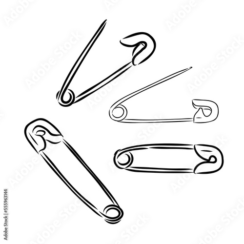 Clothes Safety Pin Hand Drawn vector illustration on white background