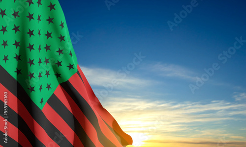 Pan-African flag, Black Liberation flag at the sky. EPS10 vector
