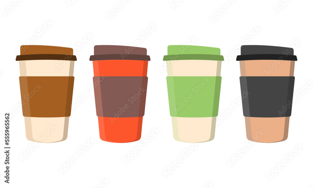 set of colorful coffee cups