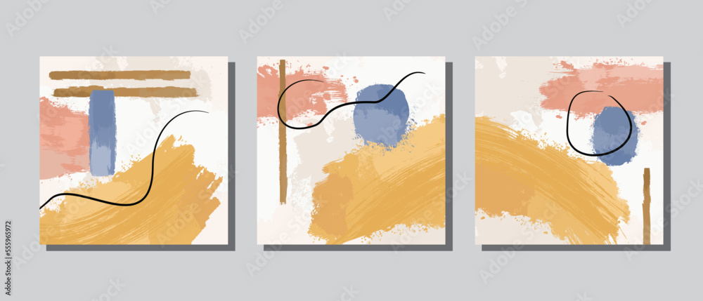 Set 3 illustration vector EPS print hand draw painted abstract shapes geometry contemporary aesthetic mid century modern art Scandinavian nordic design style Set 3 illustration vector EPS print hand draw painted abstract shapes geometry contemporary aesthetic mid century modern art Scandinavian nordic design style