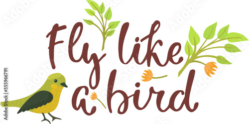 Card design with bird quote text vector illustration. Decorative holiday cute...