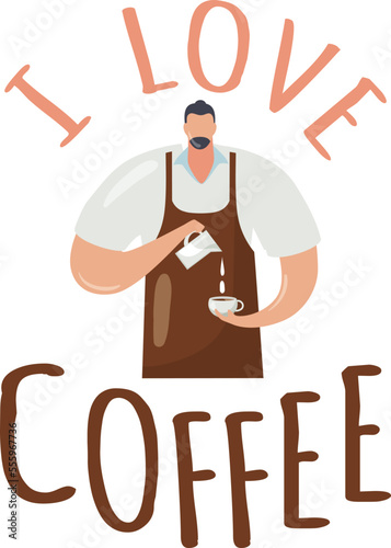 Coffee design for cafe shop, vector illustration. Label with sign, cup, bean ...