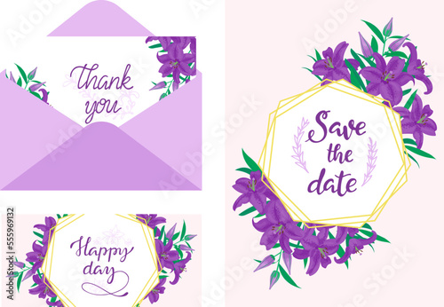 Wedding invitation design, elegant card for celebration greeting, vector illu...