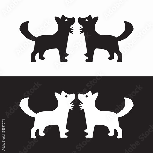 Black and white dog vector animal logo design . icon logo . silhouette logo 