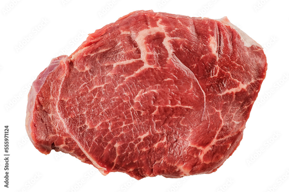 Fresh raw beef steak. Top view isolated png with transparency Fresh raw beef steak. Top view isolated png with transparency