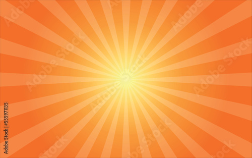 Orange and Yellow Sunburst rays Pattern Background. Radial rays. Summer Banner background. Vector Illustration