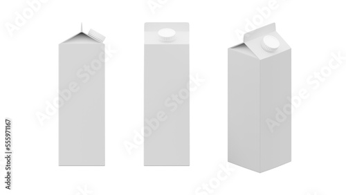 mock up set of blank packaging boxes milk on whie, 3d rendering milk boxes png transparent