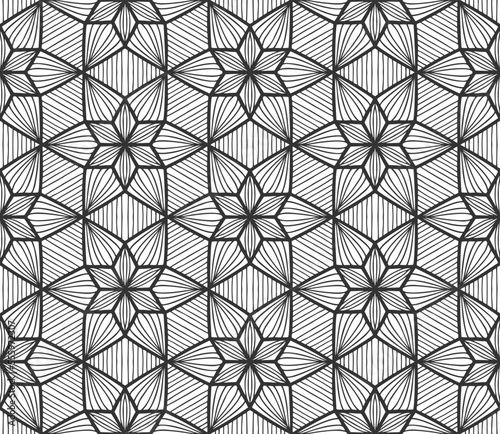 Lace flower bud seamless pattern. Floral line art repeat tile. Endless flat retro fabric background. Decorative plant summer textile print design. Ornate geometric ornament. Fashion botanical carpet