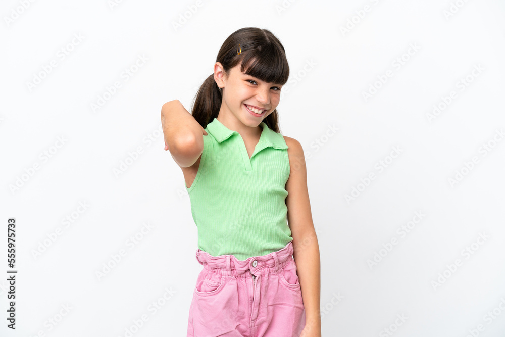 Little caucasian kid isolated on white background laughing Little caucasian kid isolated on white background laughing