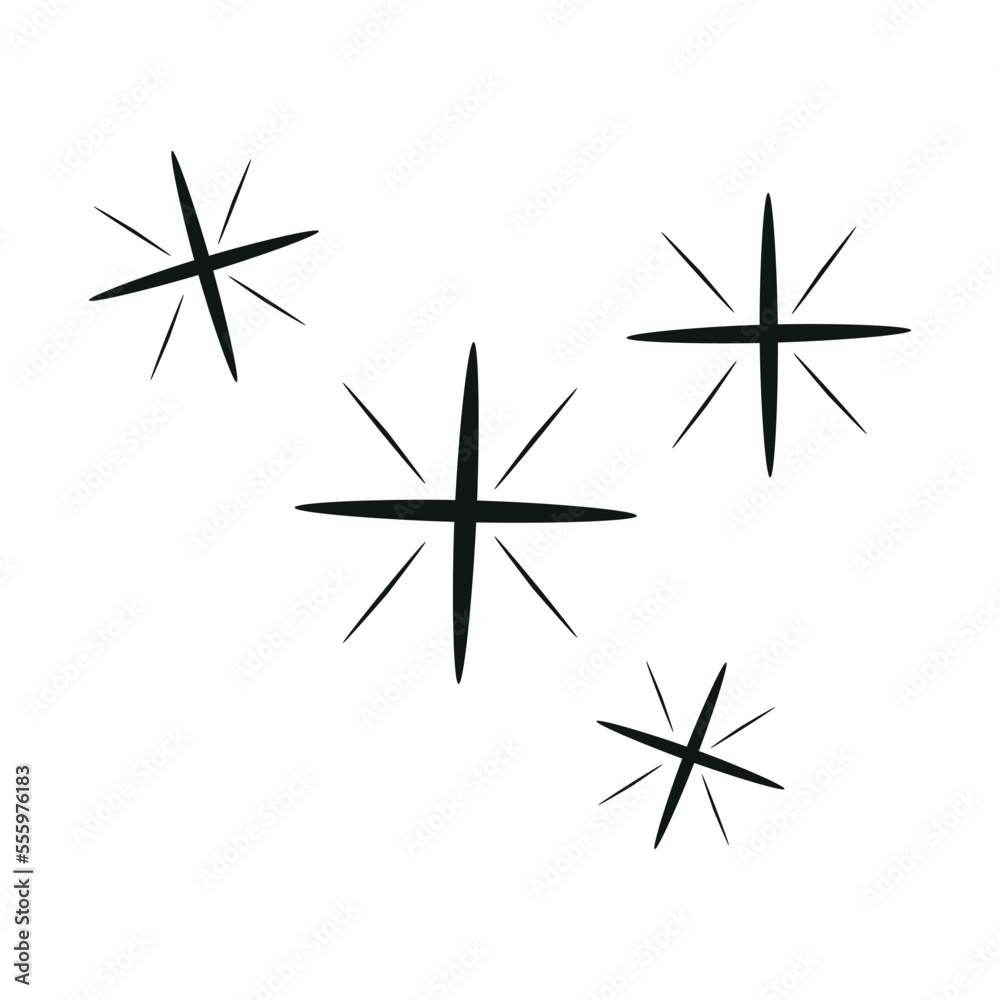 Hand drawn sparkling star. Retro abstract illustration with hand drawn sparkle for celebration design. Geometric shape. Hand drawn sparkling star. Retro abstract illustration with hand drawn sparkle for celebration design. Geometric shape.