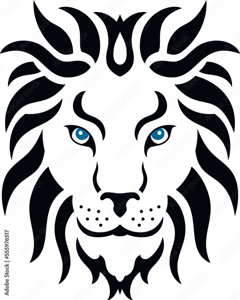 illustration of a lion tattoo, isolated. Wild animal
