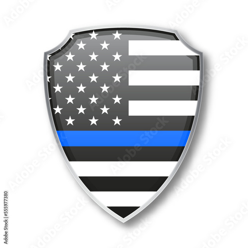 Shield with Law Enforcement Support Flag. EPS10 vector photo