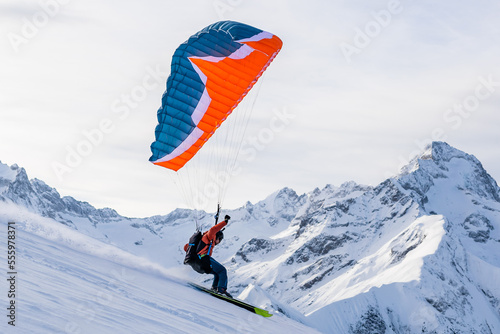 A speedrider on the slope in the Alps