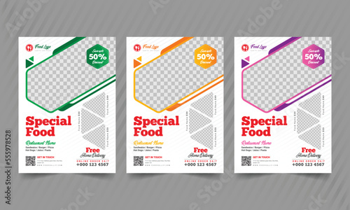 Delicious fast food, cooking, cafe and modern restaurant flyer template design
