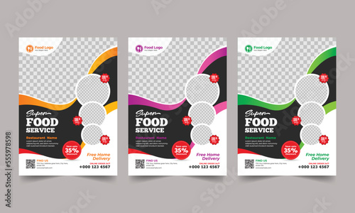Delicious fast food, cooking, cafe and modern restaurant flyer template design