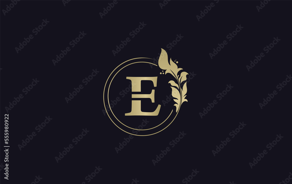 Obraz premium Golden circle leaf and beauty logo circle design vector. Beauty fashion with leaf. Signature font gold circle Logo