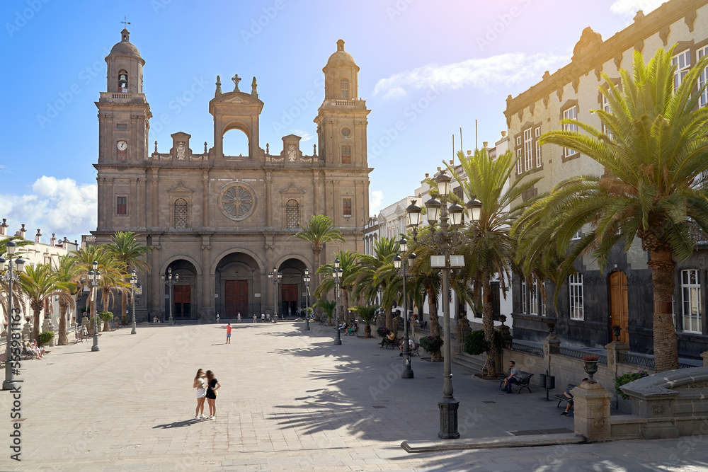 Cathedral of Santa Ana in Las Palmas, Canary Islands on a sunny day