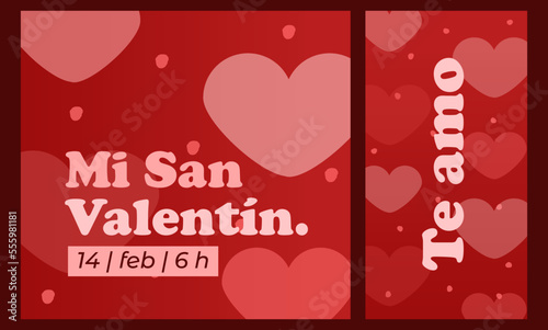 Invitación y tarjeta de cita romántica San Valentín. Mi San Valentín, Te amo. photo